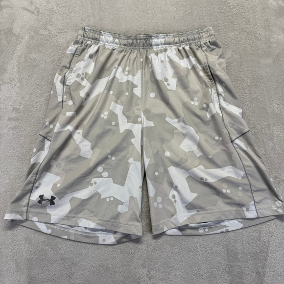 Under Armour Shorts Mens Large Gray Camo HeatGear Loose Fit Athletic Activewear - Picture 1 of 11